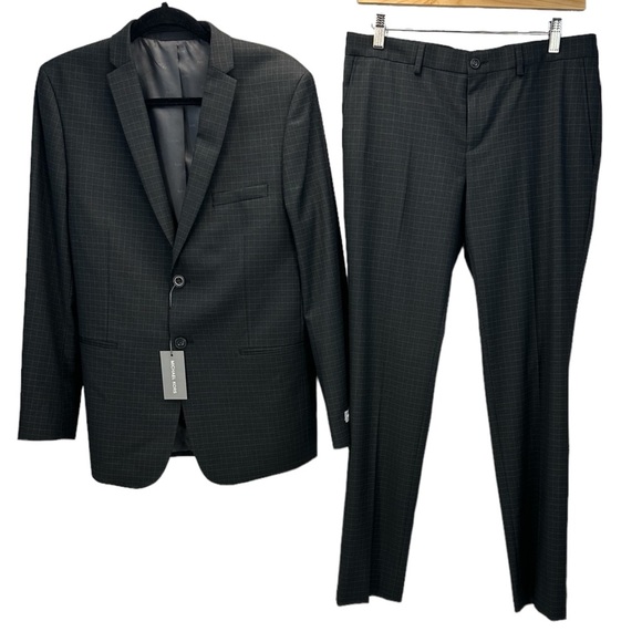 Michael Kors Collared Skinny Fit 2-Piece Suit - Dark Grey - 20R / 30.5" - W - Picture 1 of 14